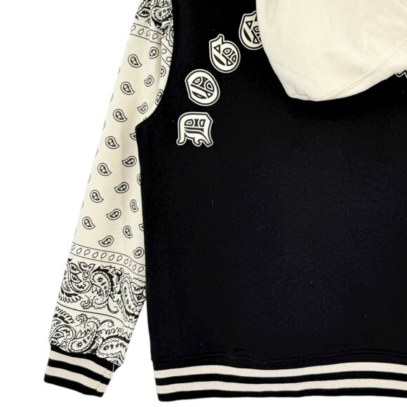 Dogg Supply By Snoop Dogg Mens Black/Cream Zip-Up Fleece Varsity Hoodie Sz M NWT - Picture 7 of 12